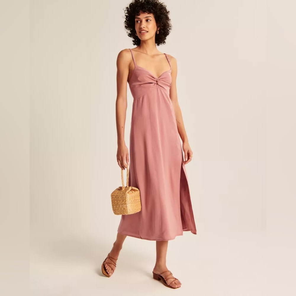 NWT Abercrombie Twist Front Midi Dress Mauve
